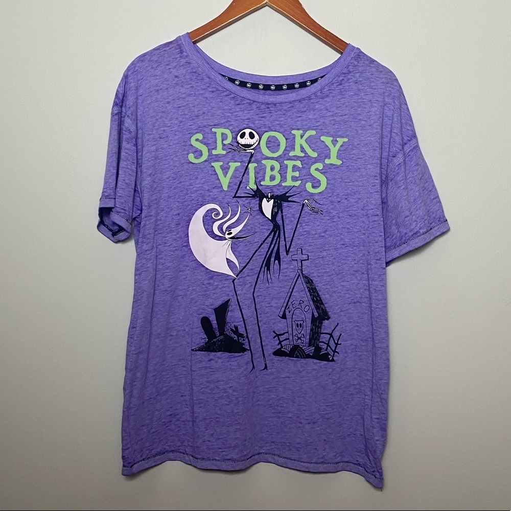 Disney Womens The Night Before Christmas ‘Spooky Vibes’ Halloween Tee Shirt Sz L